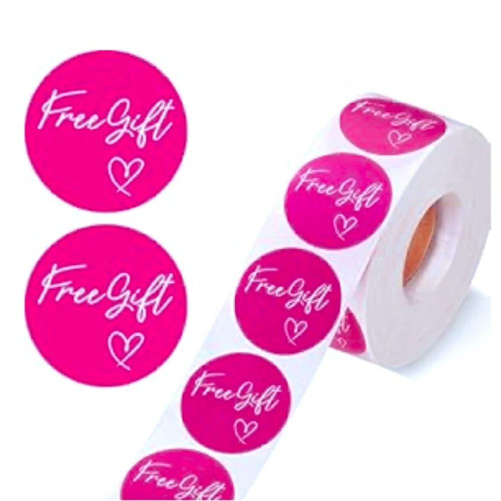 Hot Pink Free Gift Stickers Roll